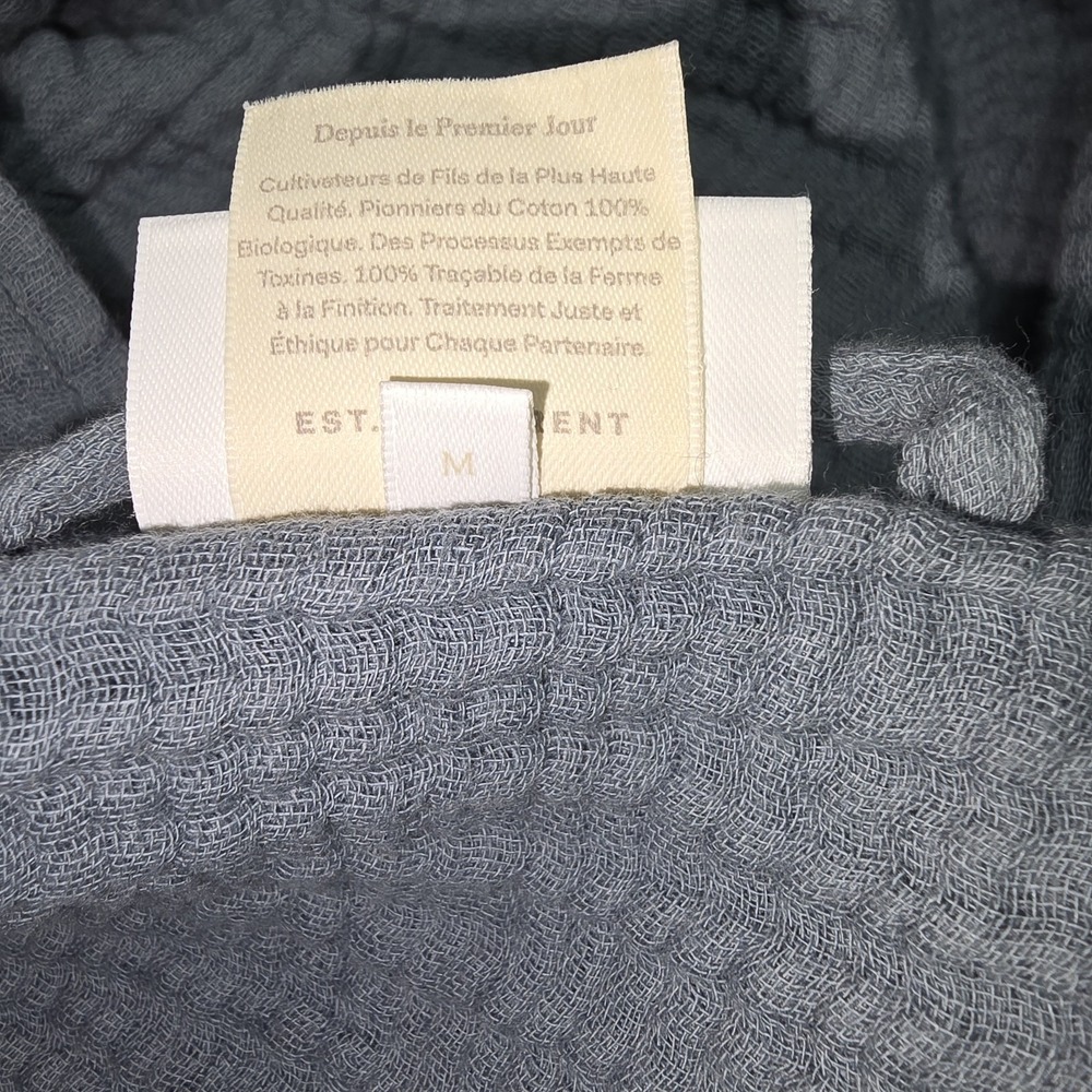 Boll & Branch Dream Robe M 100% Organic Cotton Mineral Unisex Pockets Lounge - Picture 9 of 10